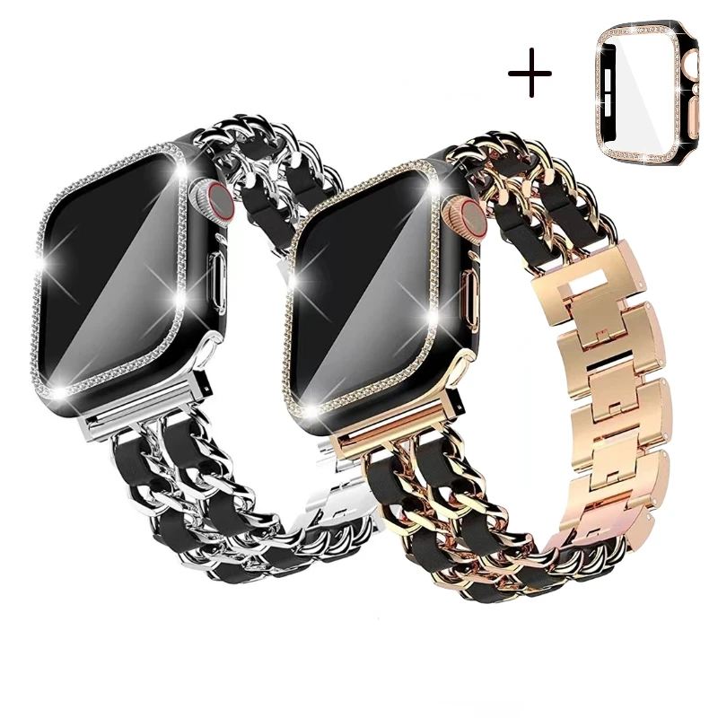 

Metal Bracelet Strap For Apple watch 9 8 7 45mm 41mm 6 5 4 44mm 40mm Fashion Smart Watch Stainless Steel Wristband iwatch 42mm