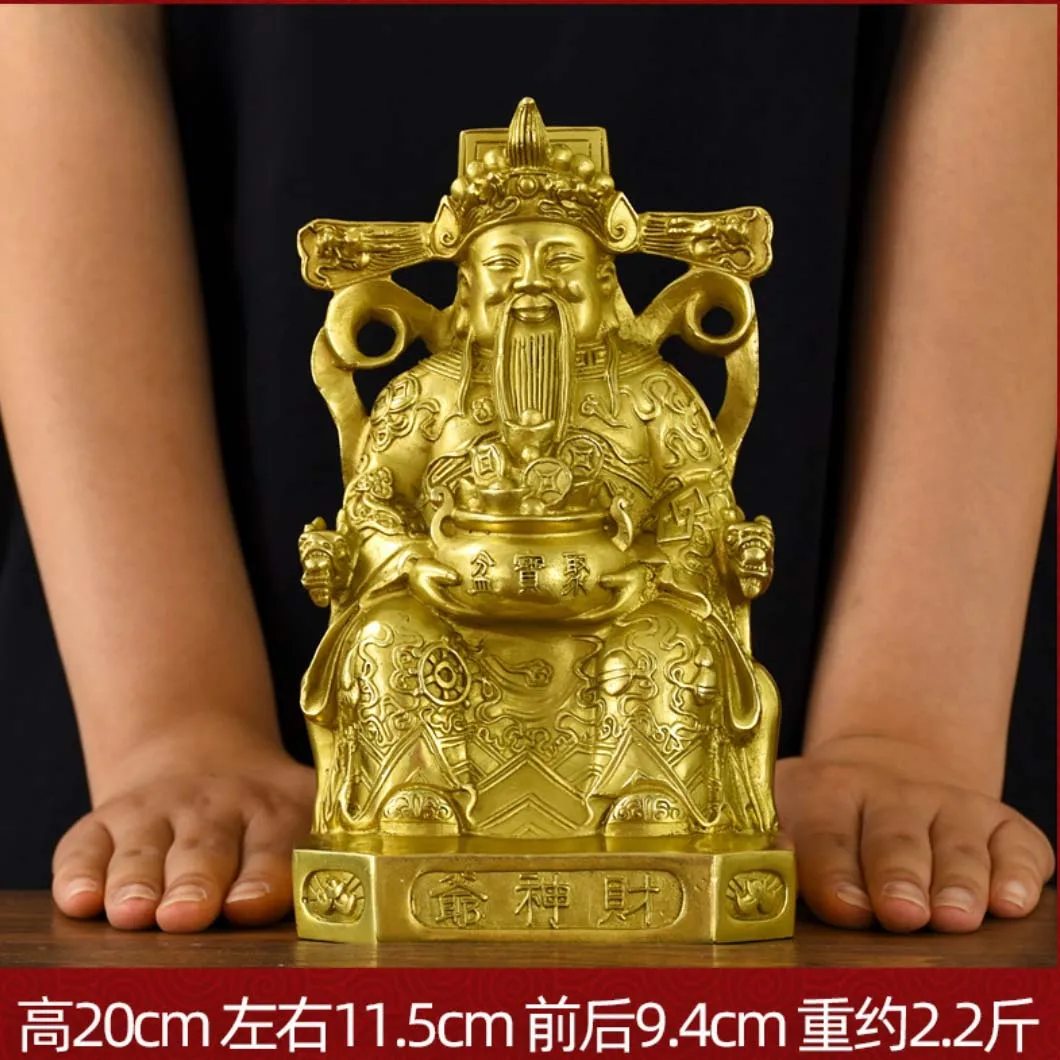 

GOOD COPPER God of wealth Asia home company LUCK Jambhala Mammon Shrine altar Worship CAI SHEN YE buddha statue