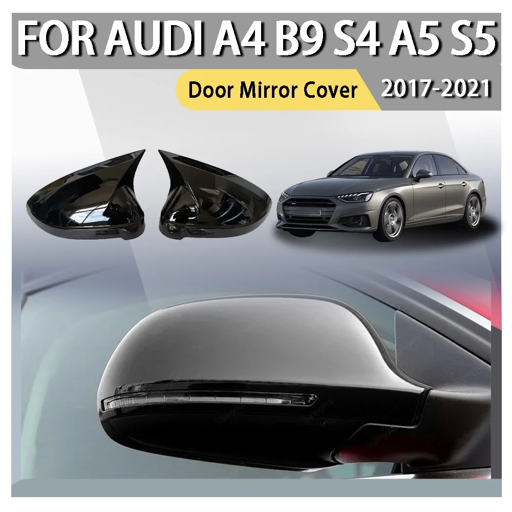 

Door Rear View Case Trim Carbon Fiber For Audi A4 B9 S4 A5 S5 2017-2021 Car Rearview Side Mirror Cover Wing Cap Sticker Exterior