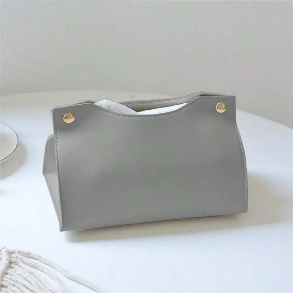 A PU leather tissue storage box simple modern living room toilet paper box waterproof foldable senior fashion vintage mature