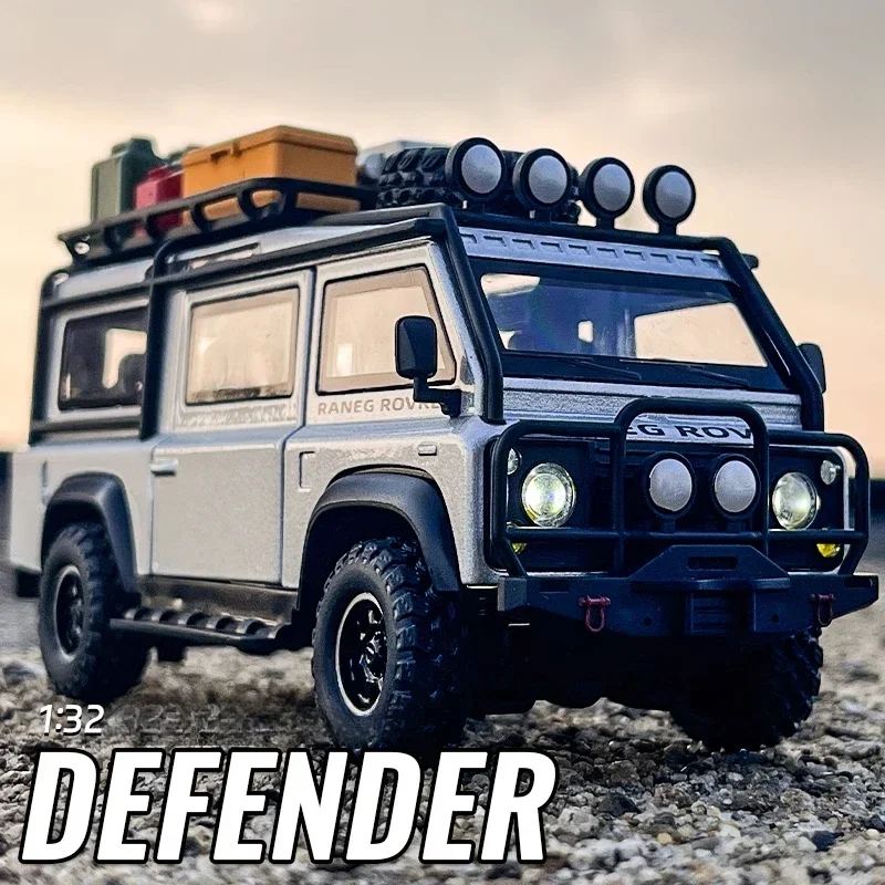 1:32 Defender VAN hors route alliage moulé sous pression en métal modèle de voiture son et lumière à collectionner passe-temps cadeaux d'anniversaire pour garçon enfants
