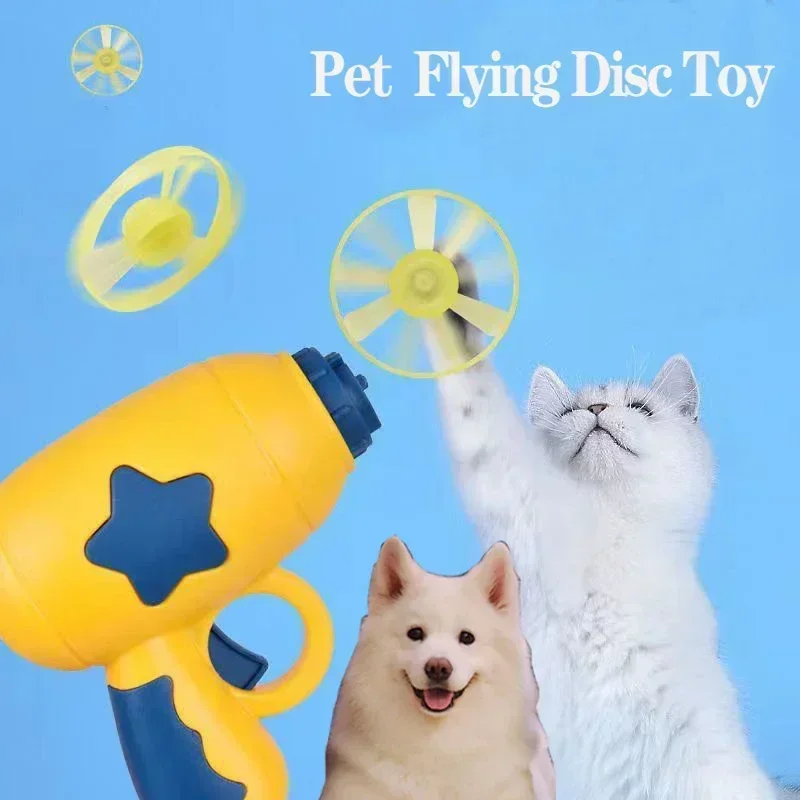 New Cat Toy Pet Interactive Play Cat Dog Training Toy Launcher with 15 pcs Flying Disc Mini Catapult Pet Toys Cat Accessories