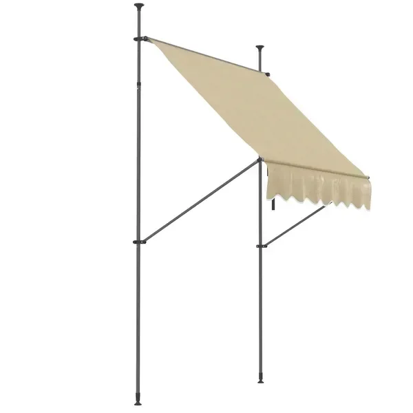 4-Piece Freestanding Patio Awning, Manual Retractable, UV Protection, Beige