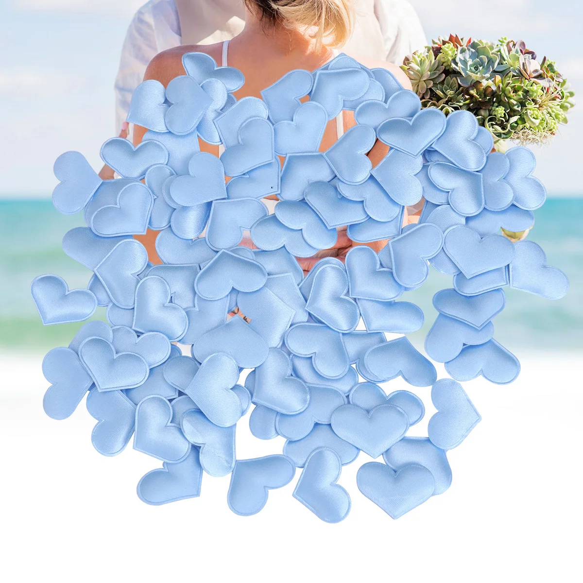

600pcs Artificial Petals Love Heart Fake Sponge Heart Party Supplies Wedding Engagement Table Confetti Decoration (Sky-blue)