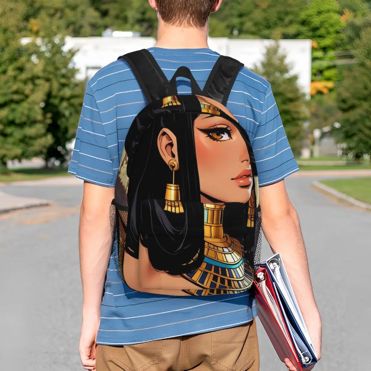 Cleopatra Vibrant Egyptian Woman Backpack Student BookBag Children School Bag Laptop Shoulder Bags for Boys Girls