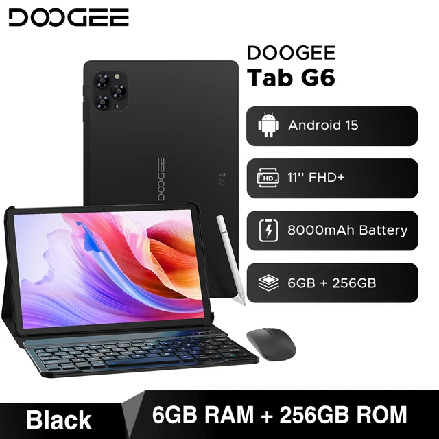 DOOGEE Tab G6 2 IN 1 Tablet Android 15 Dual Speakers 11'' Screen