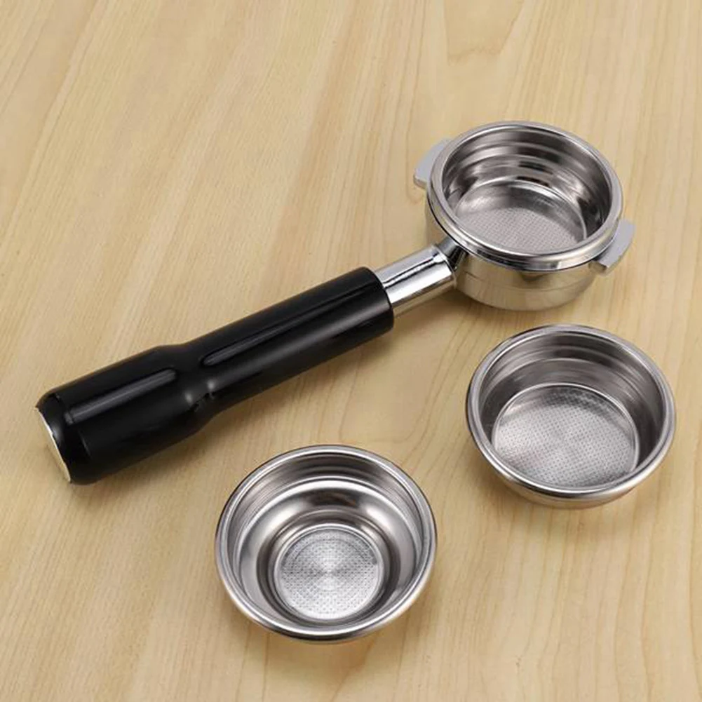 A14G-58MM فلتر قهوة اسبريسو احترافي من الفولاذ المقاوم للصدأ بدون قاع مع سلة فلتر أكواب واحدة ومزدوجة