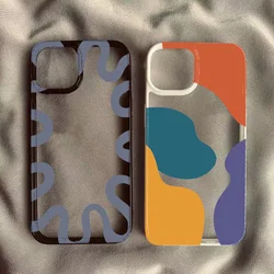 Lrregular Wave Color Block Phone Case For Xiaomi Redmi 14C 13C 12C 4G Poco X6 X5 Pro Redmi Note 14 12 11 13 Pro Plus 5G Cover