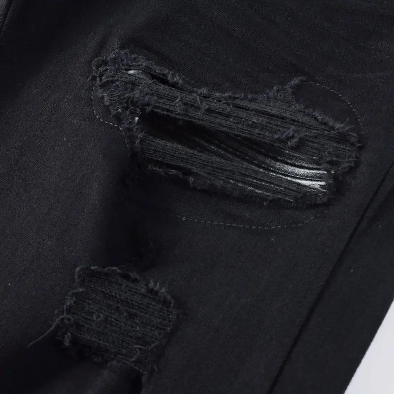 

Fashionablenew jeans stretch slim fit washed nostalgic black jeansY2K high street designer hip-hop brand spliced pants hombre