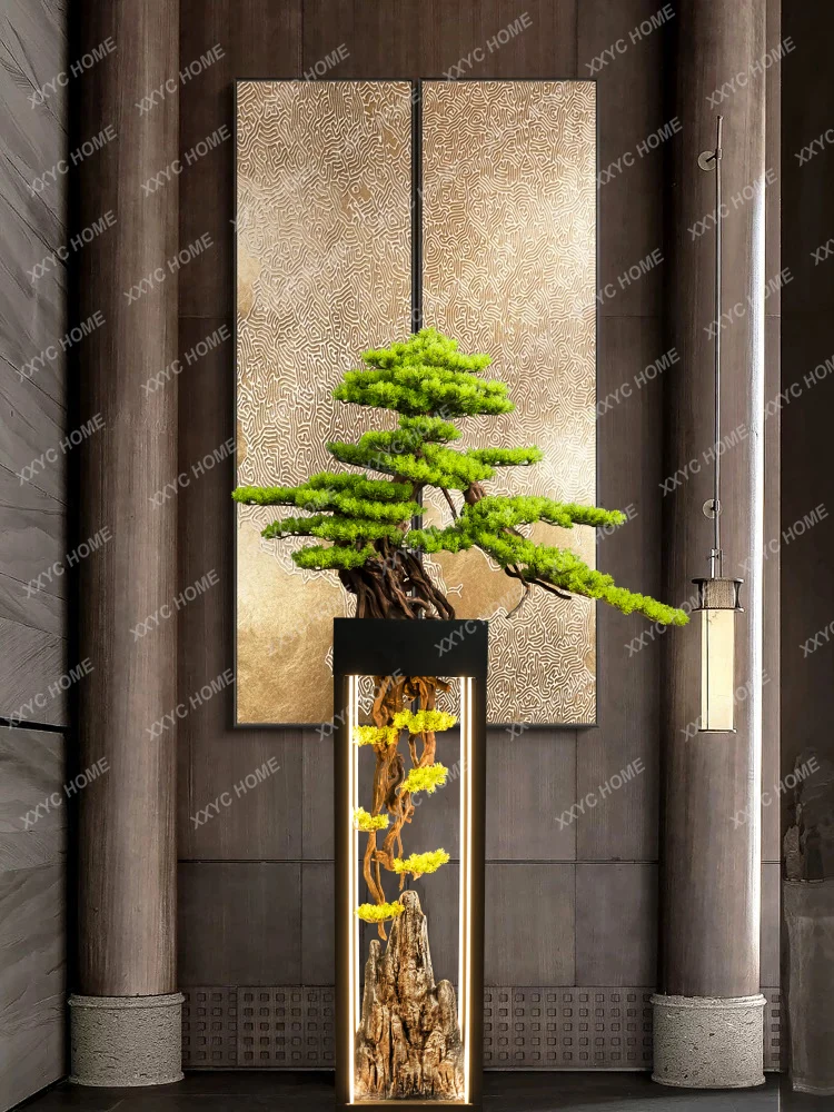 Artificial Greeting Pine Floor Ornaments Large Green Plant Bonsai Hotel Villa Living Room Decorations