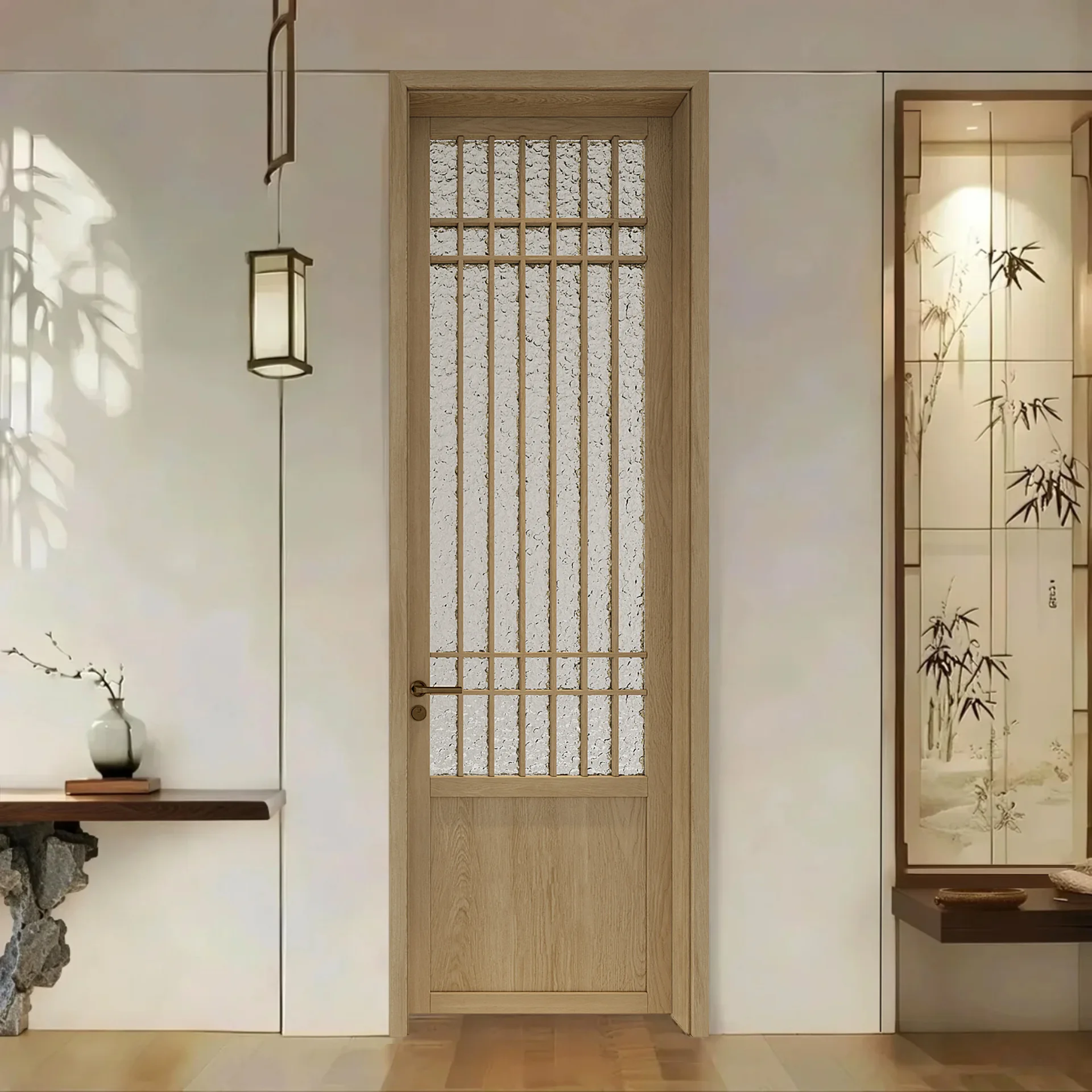 Song-style aesthetics New Chinese style, cold pine log pulp formaldehyde-free room door