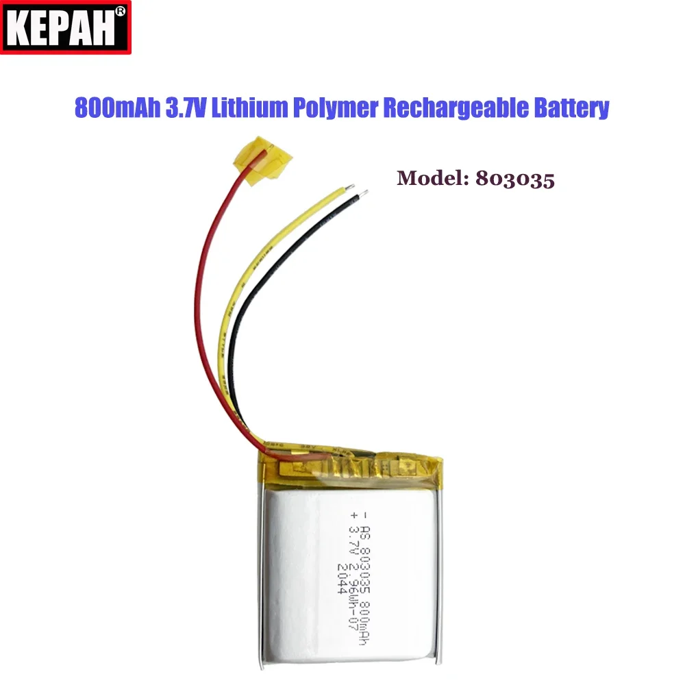 3.7V, 803035 800mah Polymer lithium battery, suitable for early childhood education machines, dash cam electronic scales, etc