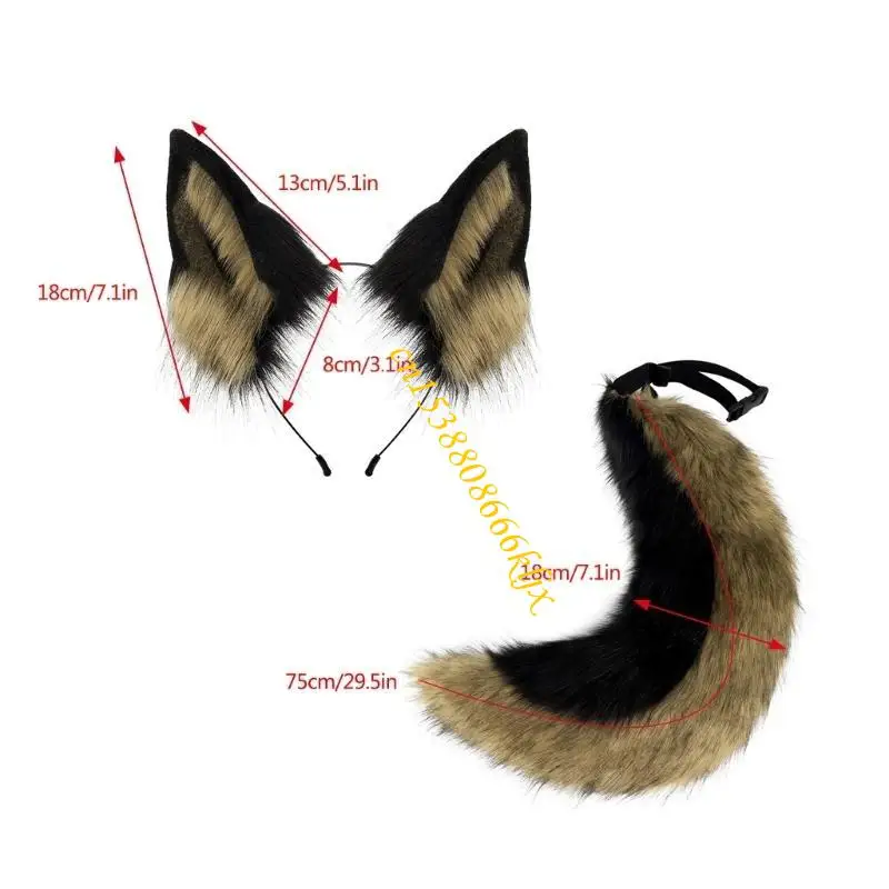 할로윈 동물 드레스 업 의상 액세서리, 동물 귀 머리띠, 소녀 코스프레 할로윈 코스프레를위한 동물성 꼬리 066c