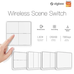 Tuya Smart Wireless Switch Zigbee 12 Scene Wall Light Switch 4 Gang Push Button Controller Remote Control Work with Smart Life