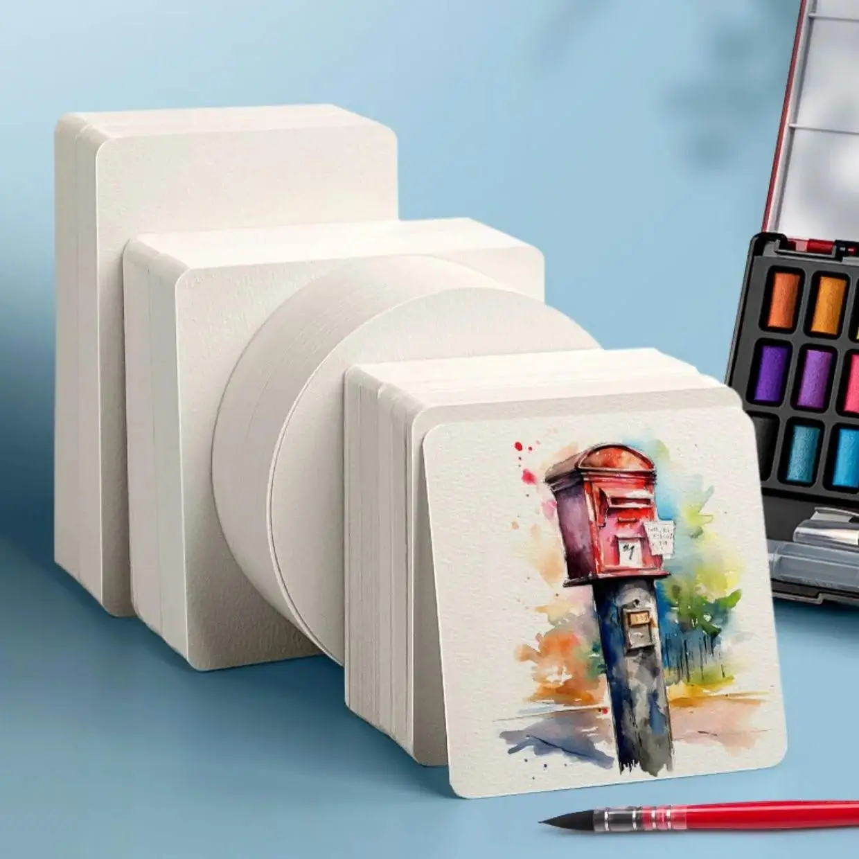 Square/Round Watercolor Paper 10 Sheets Professional Water Color Paper Postcard For Painting School Supplies