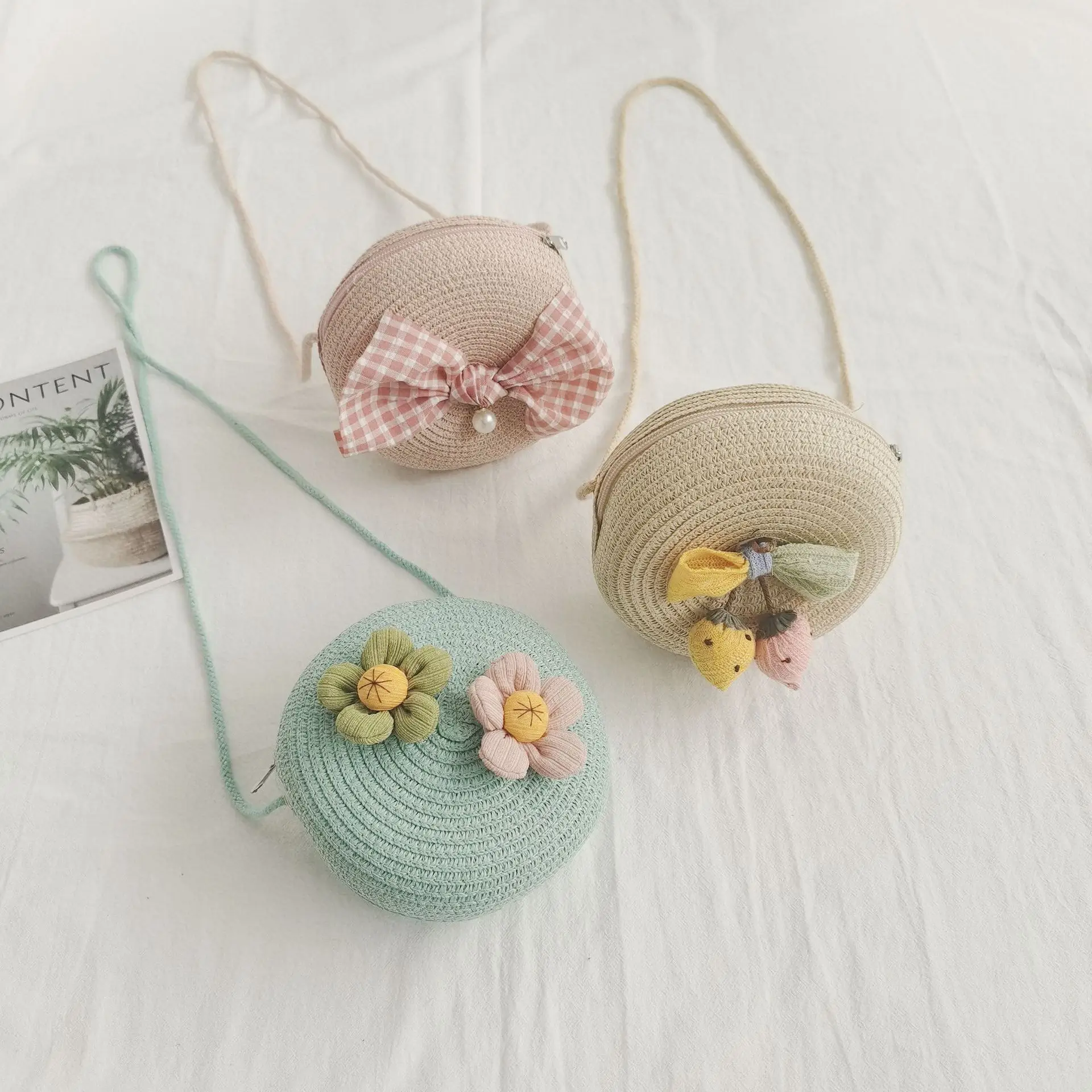 Spring Summer New Knitting Bags for Girls Lovely and Sweet Japanese Style Purses and Handbags Princess Bowknot Bags