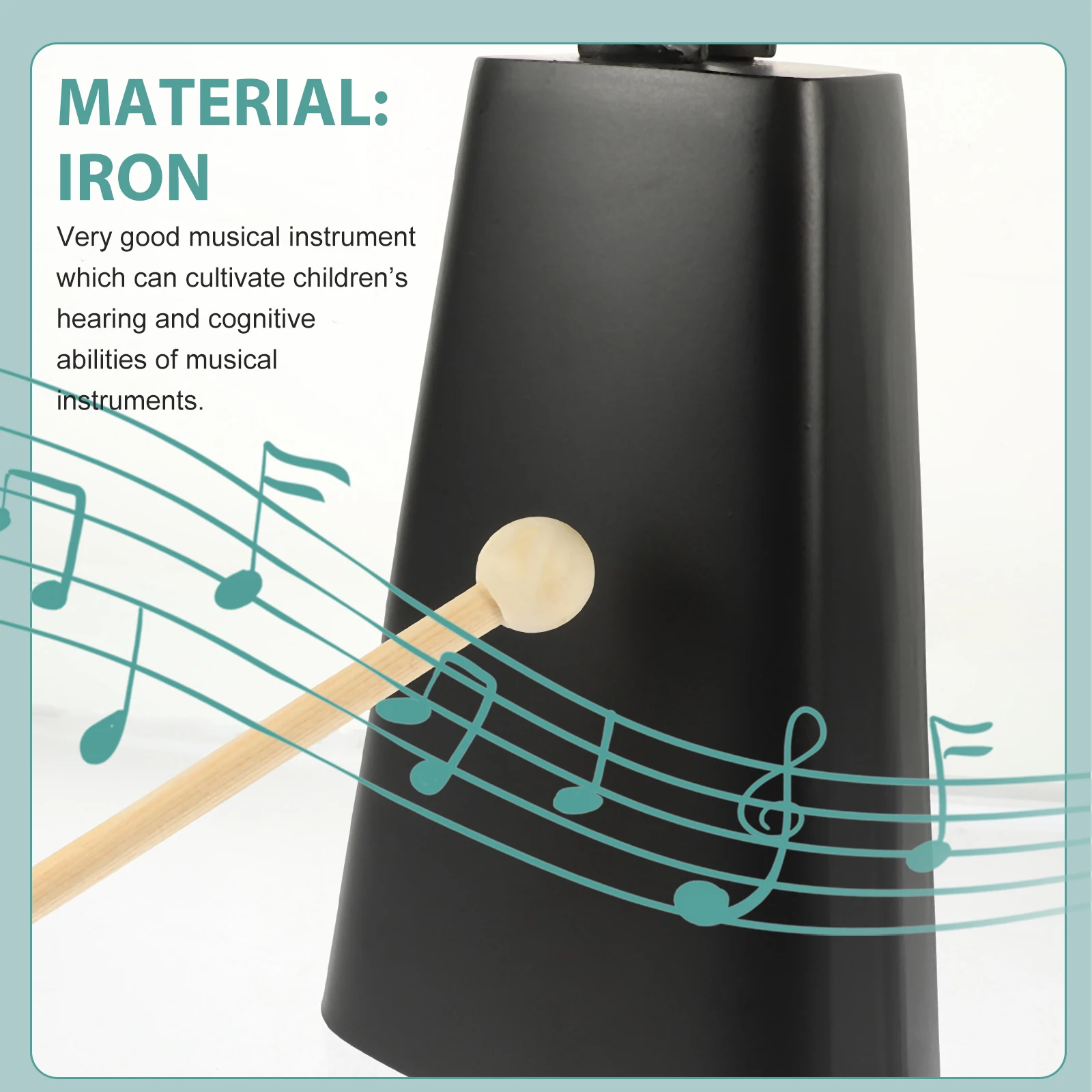

Stainless Steel Cowbell Kids Musical Instrument Educational Rustproof Metal Cowbells Football Game Percussion