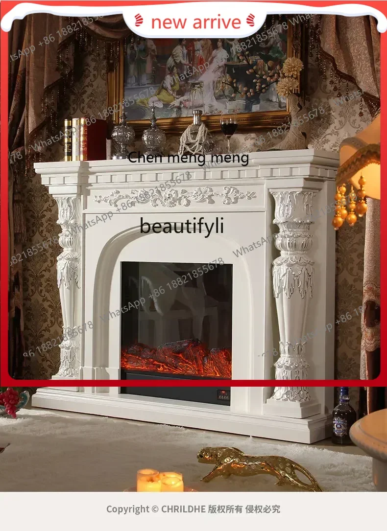 

SS ss7486 European white, decorative cabinet American living room cabinet fireplace cabinet, electronic simulation French retro