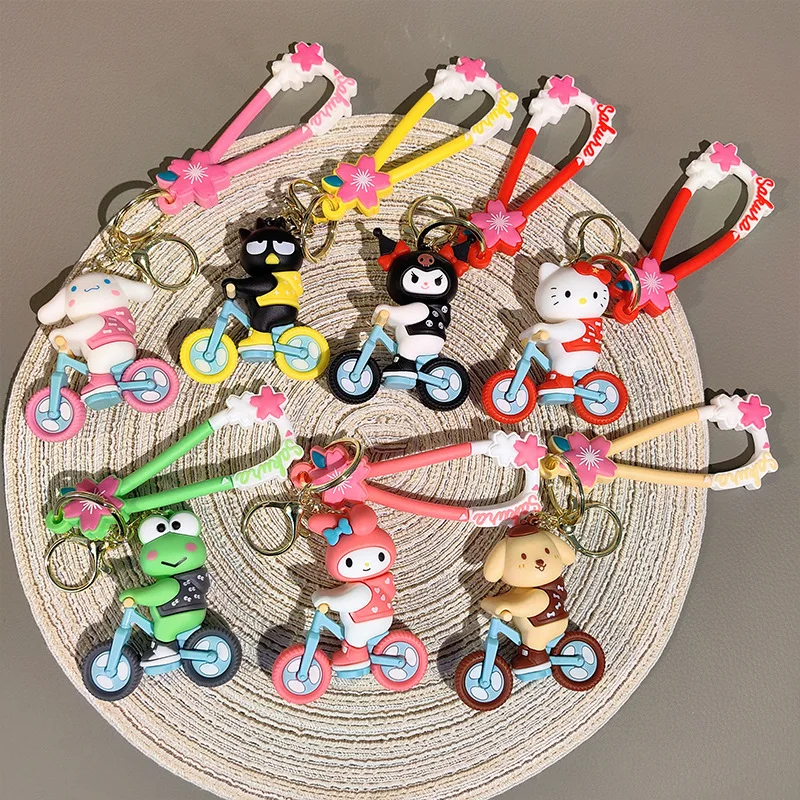أنيمي الكرتون سانريو ميلودي مرحبا كيتي سينامورول كورومي الدراجات سيارة المفاتيح بنين بنات جميل حقيبة مدرسية كيرينغ قلادة #4
