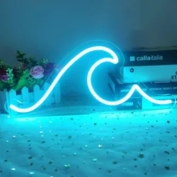 Wave Neon Sign For Wall Decor Dimmable Led Night Light Ocean Neon Signs for Living Room Bedroom Office Bar Birthday Party Gift