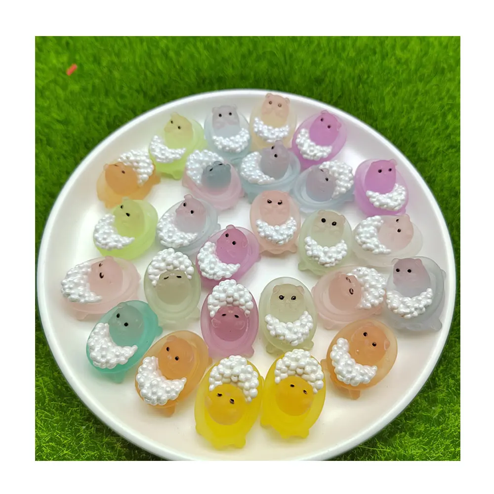 Luminous Bath Pig Resin Jewelry Gifts Glow in Dark Mini Animal 25mm 20pcs Yiwu Factory Wholesale Supply