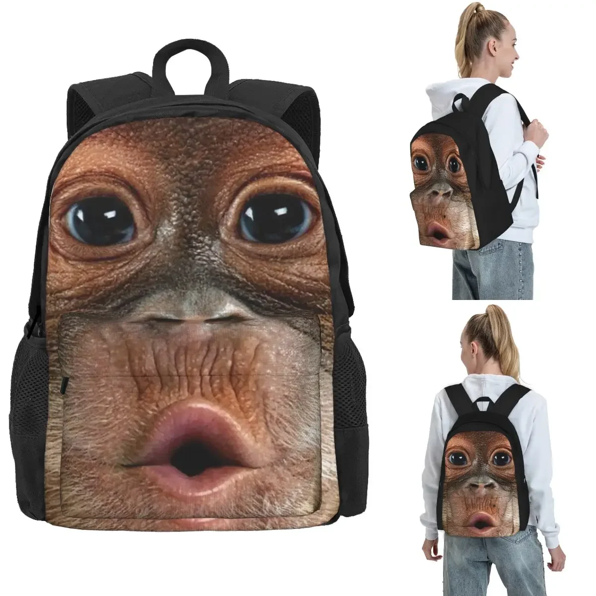 Big Face Baby Orangutan Monkey Backpack Hot Sale Daypack Large Capacity Boys Girls BookBag School Bag Shoulder Bags for MenWomen