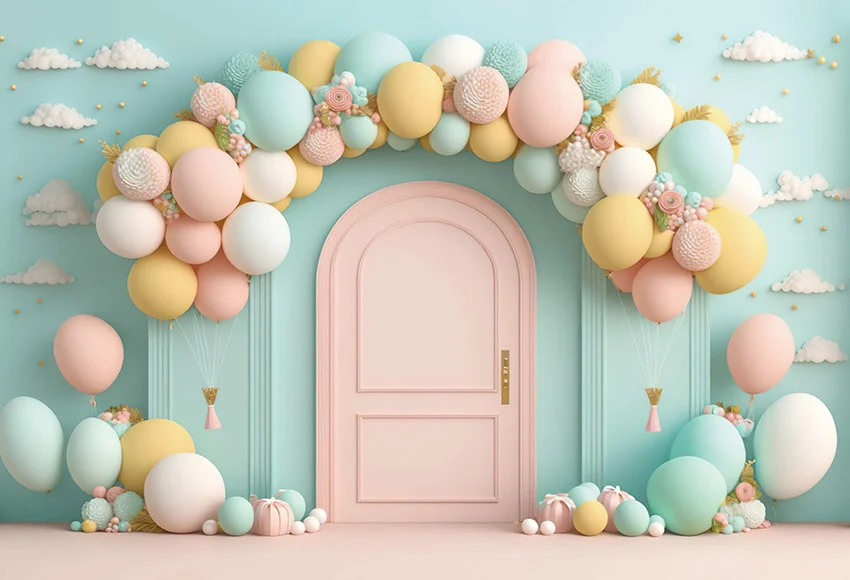 Mehofond Photography Background Arch Pink Balloon Flower Girl Boy Birthday Party Cake Smash Portrait Decor Photo Backdrop Studio