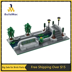 MOC Green Town Modular Canal Building Block Set DIY Creative Children Bridge Tree Road Lighthouse Holiday Gift Essential Toys