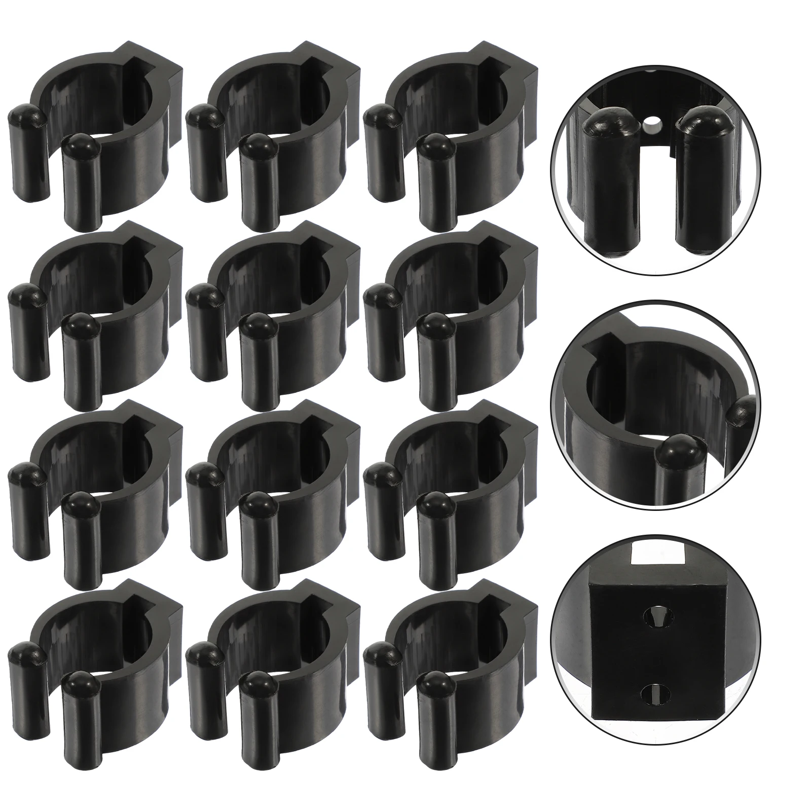 

12pcs Rod Holder Clips for Pool Fishing Pole Plastic Stable Performance Lightweight Wall Mount Adjustable Bracket