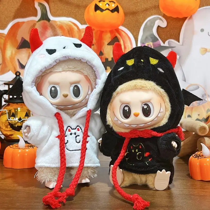 Labubu ตุ๊กตาเสื้อผ้า 17 ซม.ฮาโลวีน BAT & Little DEVIL Hoodie อุปกรณ์เสริม-สําหรับ Labubu I/II Idol ตุ๊กตานั่งปาร์ตี้