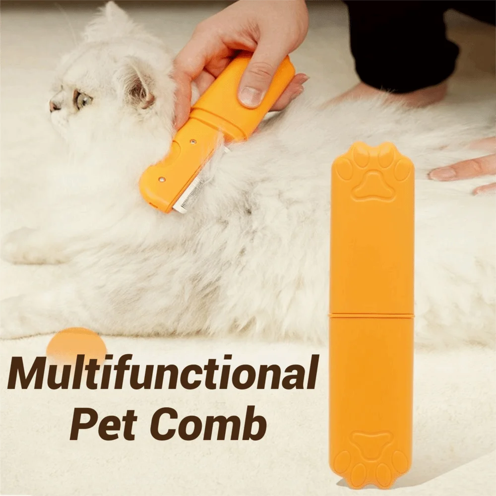 

Self Cleaning Pet Hair Removal Comb Foldable Messy-Free Dog Grooming Comb Fine Tooth Plastic Pet Flea Needle Comb Cleaning