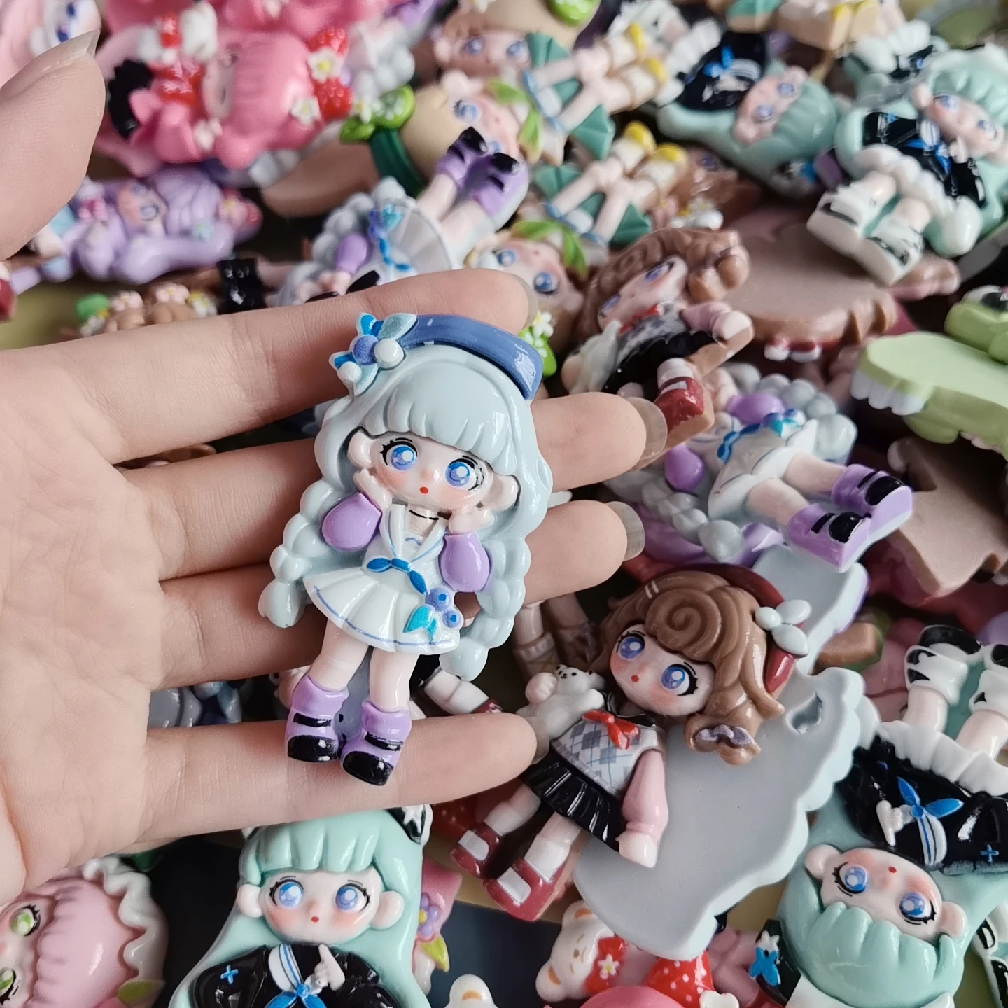 Cartoon Lovely Girl Resin Flat Back Cabochon DIY Crafts Scrapbook Hair Bow Center Accessories