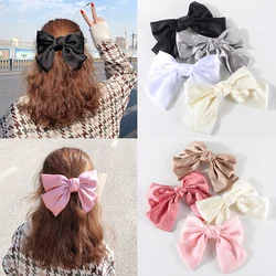 4Pcs Sweet Bow Hairpins for Women Solid Color Bowknot Hair Clips Girls Satin Butterfly Barrettes Duckbill Clip Hair Accessories