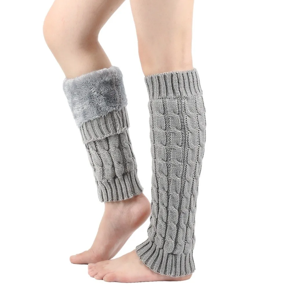 

Fashion Knee High Fleece Leg Warmers Foot Cover Thickened Winter Leg Warmers Solid Color Soft Knitted Leg Coverings Streetwear