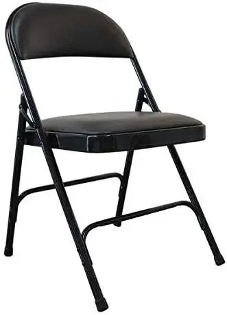 

Padded Folding Chair, Vinyl, Black, 300 lb.