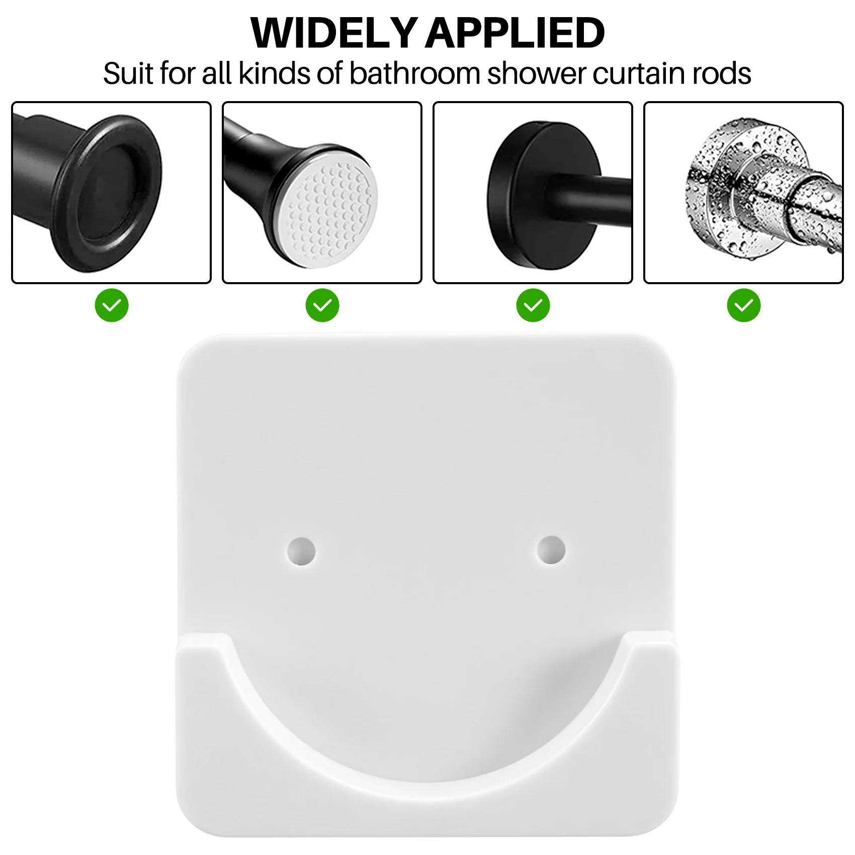 ABUH-4 Pieces Adhesive Shower Curtain Rod Holder Shower Rod Retainer Wall Mount Holder, Shower Curtain Rod Not Included