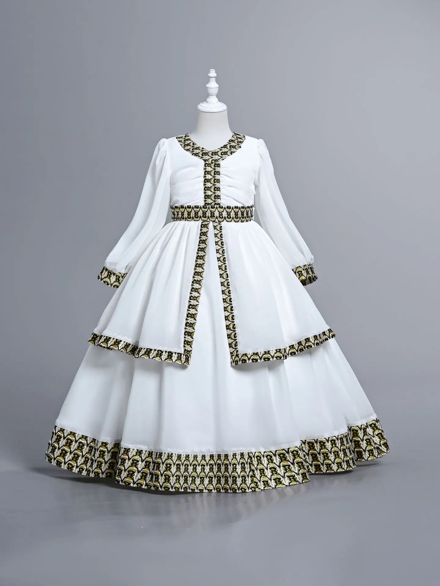 

Винтажное элегантное длинное платье для девочек, детские праздничные платья для девочек, детская белая официальная одежда для детей от 4 до 12 лет