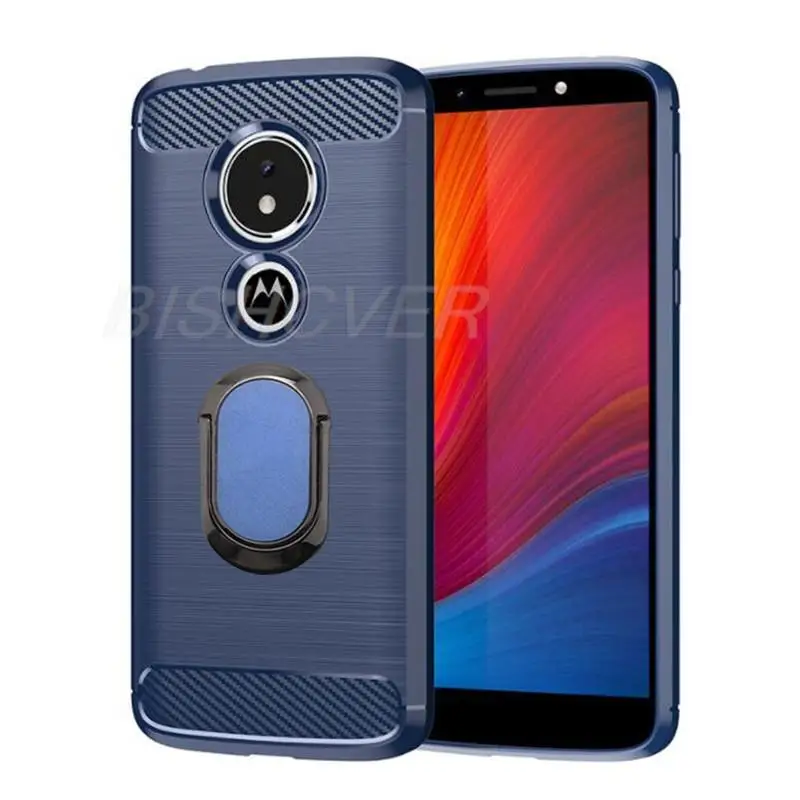 Motorola Moto G7 E5 Plus Brushed Carbon Fiber Silicone Shockproof Case For Moto Z2 Force Z3 Z4 Play Magnetic Stand Cover