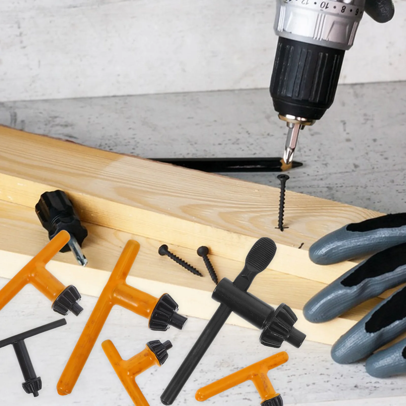 

6pcs Drill Chuck Wrench for Electric Tools 4mm 6mm 10mm 13mm 16mm 20mm Adjustable Clamping Key Press Handle Accessories