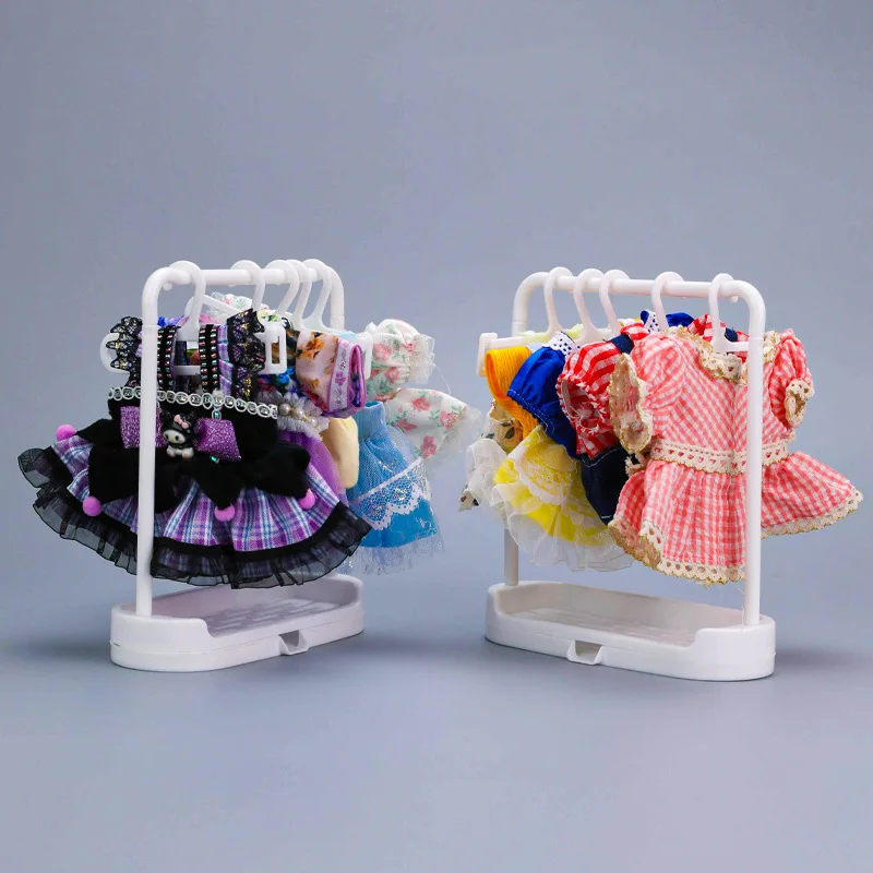 

.Bjd Doll Clothes Storage Rack 20cm Shoe Display Rack Doll Mini Labubu Clothes Hanger Storage Box Clothes Support Rack Kids Gift