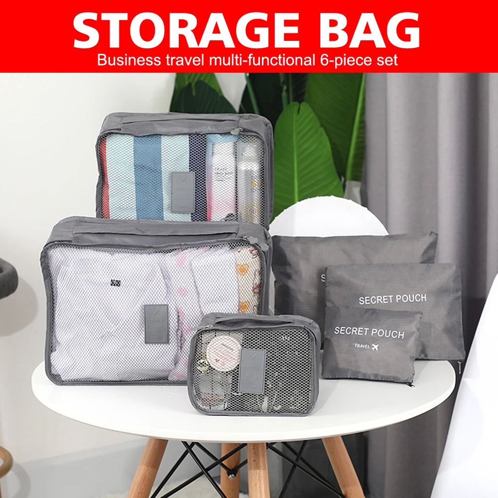 

6Pcs/set Clothes Storage Bag Set Large Capacity Oxford Cloth Zipper Bags Traveling Clothes Organizer Suitcase Zipper Pouches