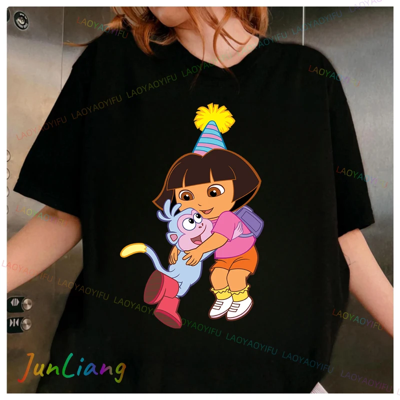 أزياء Harajuku Dora The Explorer لطيف الكرتون نمط تي شيرت للجنسين النساء الرجال تي شيرت مريح شخصية قمم #2