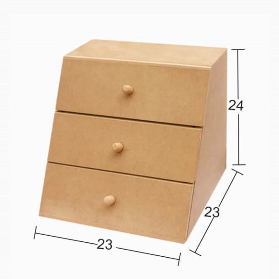 KU388 Stage 3 Drawers Box, Can Be Painted Wood Mdf Box