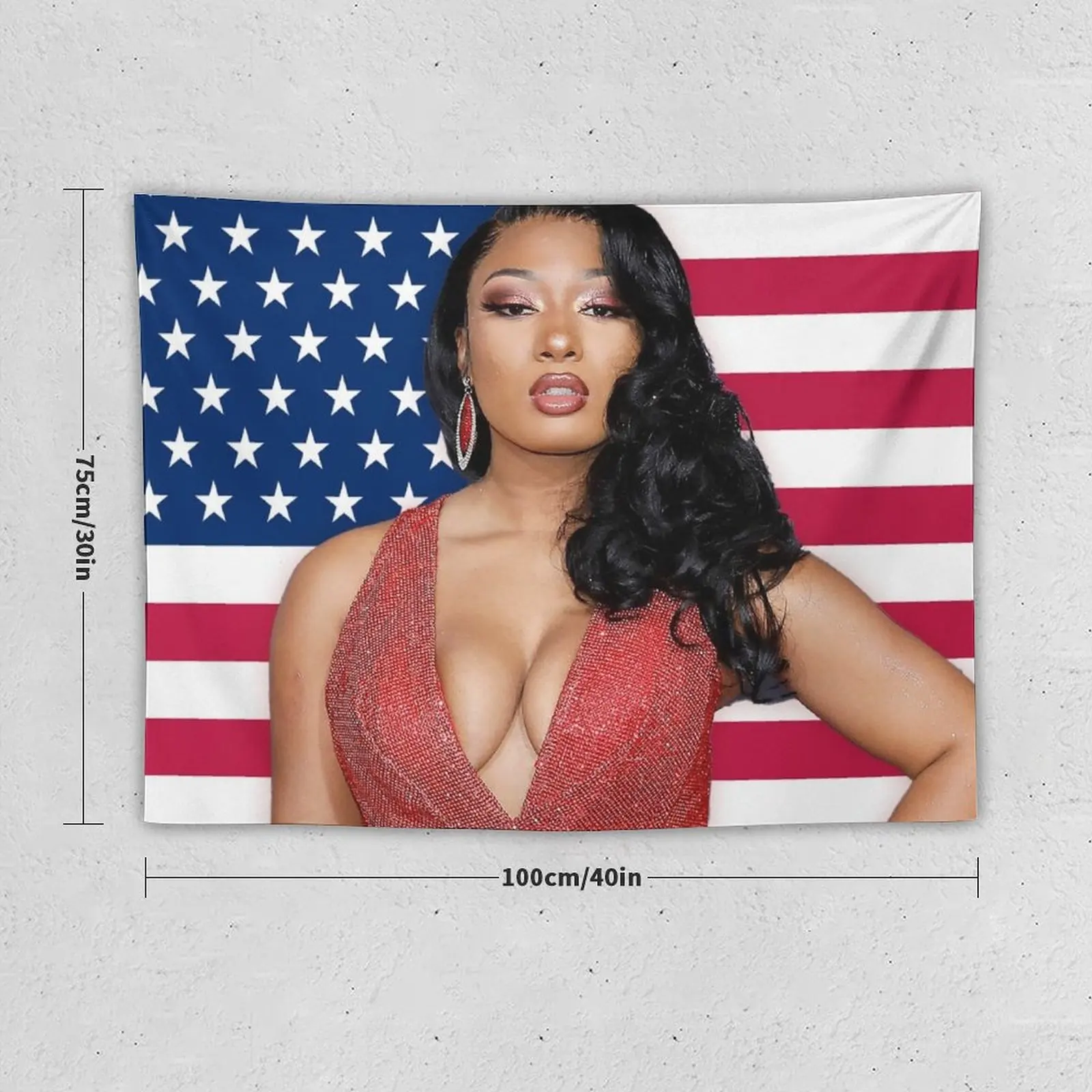 Megan Thee Stallion American Flag Tapestry Wall Hanging Room Decoration Accessories Decorative Wall Tapestry