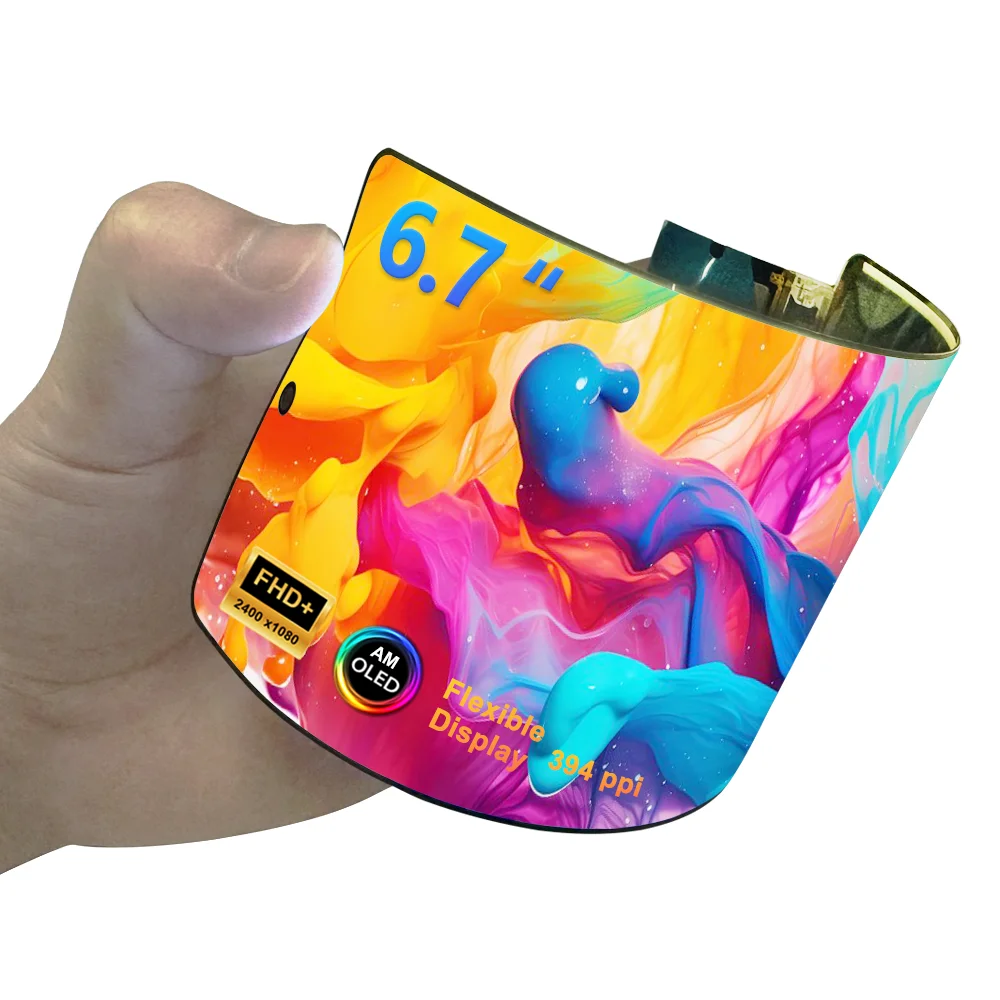 6.7 Inch Flexible Rollable Curved AMOLED Display 2K 2400x1080 Screen for Raspberry Pi AI Humanoid Robot Smart Wearable