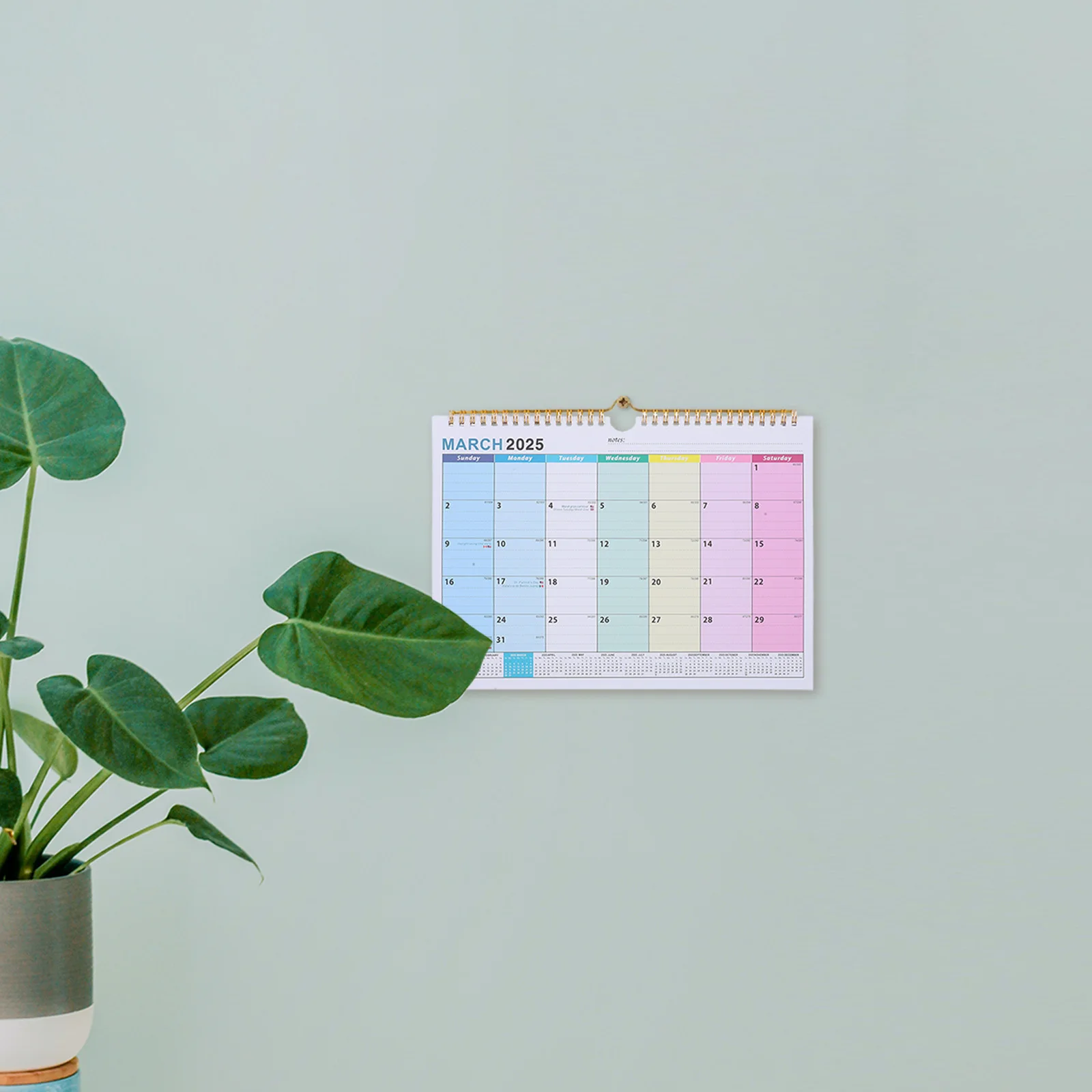 

Wall Calendar Boho Flip No Date Desktop Blooming Blocks Paper Monthly Layout International Holidays Office Supplies