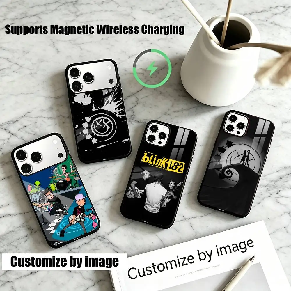 

B-Blink-182 GIFT Punk Band Phone Case For iPhone17,16,15,14,13,12,11 Plus,Pro Supports Magnetic Wireless Charging