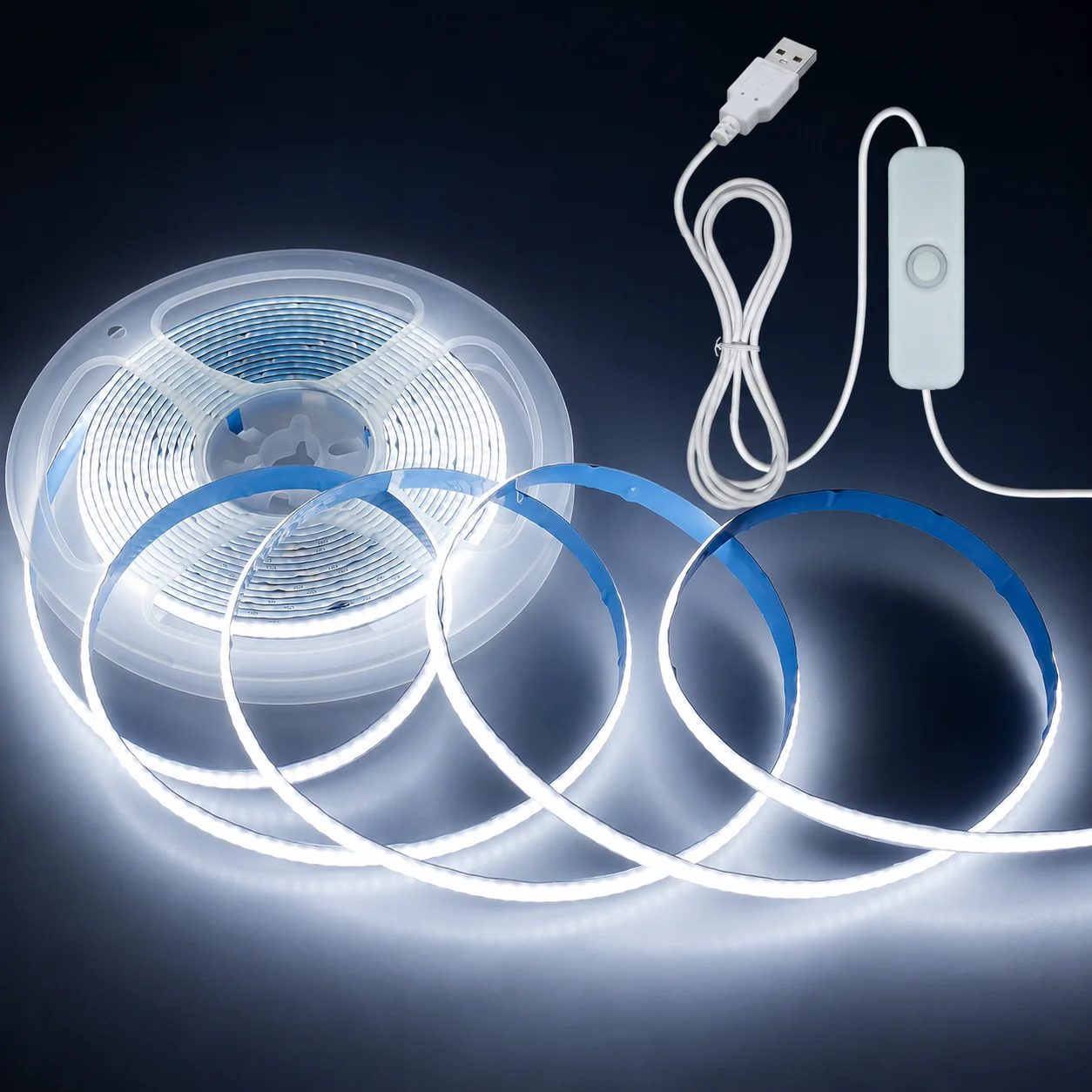 LTG-GEE COB LED Strip Light 5V USB Push Switch 1M-5M Tape Lamp Dimmable Flexible Lights For Room Lightings Natural White