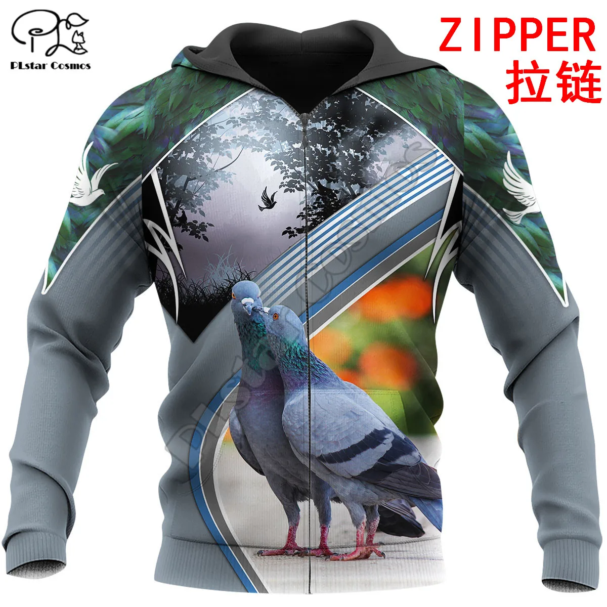 PLstar Cosmos Beautiful Pigeon 3D Printed 2022 New Fashion Hoodies Sweatshirts Zip Hooded For Men/Women Casual Streetwear P08