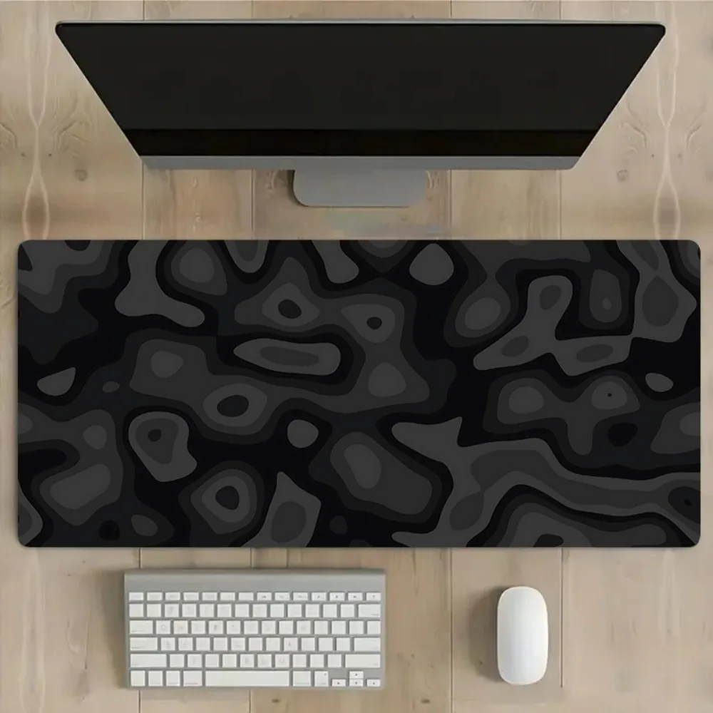 

Black Gray Swirl Gaming Desk Mat and Mouse Pad,Extended Keyboard playmat, Durable Fiber Rubber deskmat, Computer mousepads,